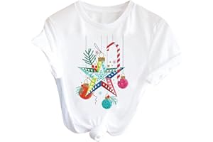 AMHOMELY Women Blouse and Shirts Sale Clearance,Elegant Shirts for Casual Short Sleeve Print Tees Tops Clothes Blouse Halloween Christmas Costume for Women Ladies Clothing UK Size Decorations Dress Up