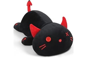 FAVOSTA Gatto Cuscini di Peluche,50cm Gatto Peluche Giocattolo Corpo Animali di Peluche Cuscino, Grande Regalo per Bambini e Amici Nero