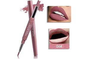 Hilai 2-in-1 Lipstick Pen Lip Liner Double head Double-end Lasting Lip Liner Waterproof Lip Liner Stick Pencil (6 Nude) 1PC