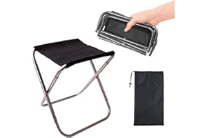 Tabouret Pliant D'extérieur, Tabouret Pliant en Alliage D'aluminium, Mini Tabouret Pliant Portable, Ultra Léger, avec Sac de Rangement, pour la Pêche, le Camping, le Barbecue en Plein Air, Les Voyages