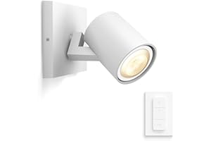 Philips Hue White Ambiance Runner, Faretto Led Smart, Lampadina GU10 Inclusa, Telecomando Dimmer Switch Incluso, Dimmerabile, con Bluetooth, 5.5 W, Bianco