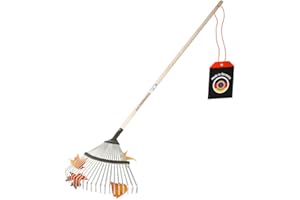 SHW-FIRE 59002 - Rastrello per foglie professionale, zincata, larghezza non regolabile, 22 denti, con manico in legno di frassino, lunghezza di 135 cm, colore argento