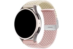 FiiMoo Pleciony Pasek Kompatybilny z Garmin Venu 2 Plus/Venu Sq 2/Vivoactive 5/Forerunner 245, 20mm Pasek Zastępczy, Elastyczny Regulowany Pasek do Garmin Forerunner 165 - Biały + Różowy Piaskowy