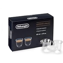 Set De'Longhi Fancy Box 6 Bicchieri In Vetro Borosilicato A Doppia Parete: 2 Espresso, 2 Cappuccino, 2 Latte Macchiato, Isolanti, No Condensa, Lavastoviglie, Elegante Confezione Regalo