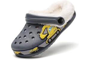 SECHRITE Lined Clogs Kinder Gefüttert Winter Pantoletten Gartenclogs Jungen Mädchen Hausschuhe rutschfeste Pantoffeln Warme Gartenschuhe Gummischuhe Winterclogs mit Fell Plüsch Pantoffeln Sandalen