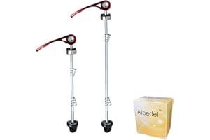 Albedel Bicycle Quick Release Skewers Axle Front and Rear Skewers Aluminium Alloy Steel for Mountain Bike Road Bike Red
