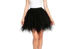 JClorix Falda de Tul Tutu Corta Petticoat Enagua Mini Falda con Cintura elástica para Mujer – Carnaval Halloween Boda Baile Cosplay Rockabilly Fiesta Noche Despedida