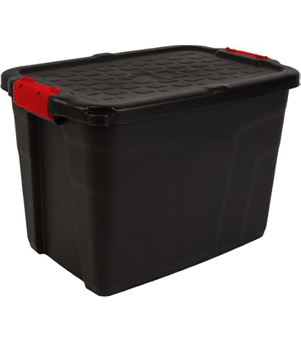 Produktbild von Strata 3 Stück Heavy Duty Aufbewahrungsbox, Secure Stackable Case - 24 Liter - 50 X 40 X 20 Cm - Beständig Gegen 350 Kg - Schwarz/gelb