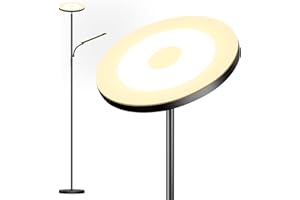 LUCKEA LED Uplighter Floor Lamp Living Room - 36W Floor Lamp & 18W Reading Lamp, 2700K-6500K Color Temperature, Modern Floor Lamp with Remote Control & Touch Control (42W Floor lamp)
