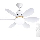 52 cm Kumandalı Işıklı Tavan Vantilat&ouml;r&uuml;, E27 Duy Tipi 6 Kanatlı Fan Lamba, 3 Kademeli Hız, 3 Renk LED Aydınlatma,