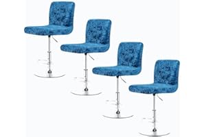 SDNAM Bar Stool Cover with Back Barstool Chair Slipcovers 2/4 Pack Dining Room Square Swivel Barstool Chair Seat Cushion Slipcover for Counter Height Mid Low Back Chair Protector (Color : #48, Size : 4PCS