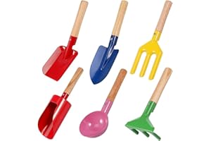 Atorcher Kids Gardening Tool Set 6 pcs Beach Toys for kids with Cylinder, Spoon, Rake, Shovel, Spade and Fork