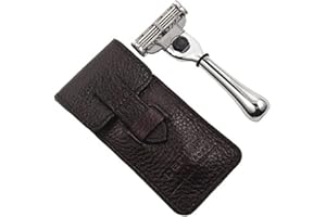 PARKER SAFETY RAZOR Parker Travel Mach 3 Compatible Razor with Leather case mod. TravM3