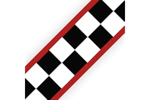 SuperDuperDecor - Chequered Flag with Red Stripes - Bedroom Wall Border - Eco 1.3m Self Adhesive Strips