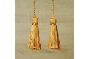 TEXTILE PLAZA 70 Colours Luxury Silk Soft Thread Tassels Latkans Cushion Sewing Craft Curtains (1 Pair / 2 Tassels, Warm Gold T205)