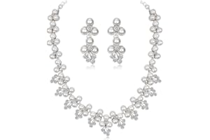 TOFBS Pearl Necklace Earrings Jewellery Set for Women Girls Bridal Jewelry Set Pearl Choker Set Weddings Party Birthday Anniversary Christmas Mothers Day Valentine's Day Gifts