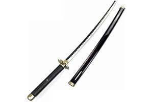 HZYYZH Samurai Ninja Wooden Sword, Anime Noir Roronoa Zoro Cosplay Katana Armée Couteau Jouets pour Adolescents,Noir