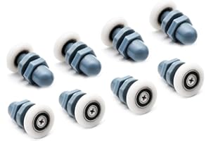 DUOKON Lot de 8 Roulettes pour Porte de Douche, Roulettes de Rechange pour Porte de Douche En Plastique, Nylon et Acier Inoxydable, Diamètre 20mm, Gris