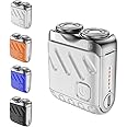 Beard Shaver - 2024 Men's Favorite Traveler Mini and Portable Suitcase Design, Double-Ring Magnetic Cutter, Mini Shavers for Men, Electric Beard Shaver (Silver)