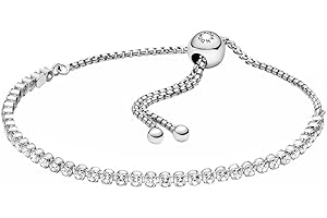 PANDORA Timeless - Bracciale tennis in argento sterling rodiato con pietre di zirconia cubica incolori