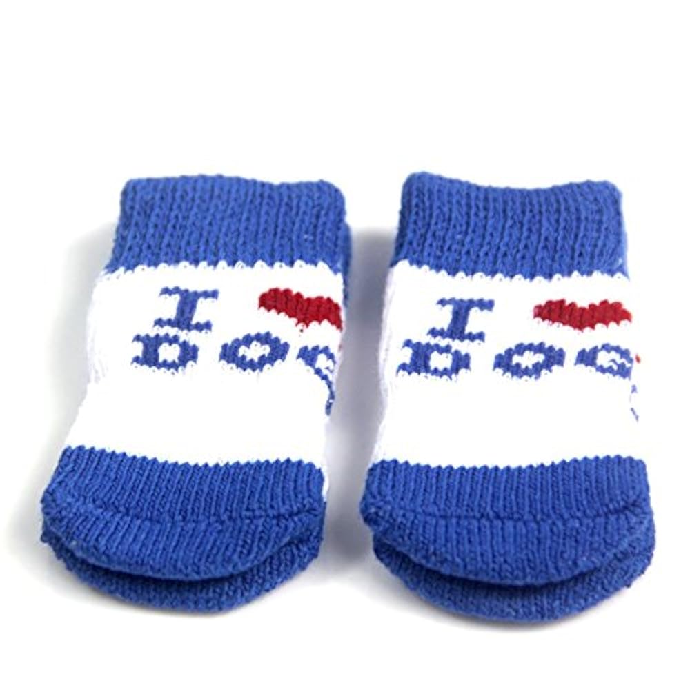 Hund Socke, rutschfeste tragen Fuß blau Haustier Hund Baumwolle Schuhe Anti-Dirty Sock Herbst Winter warme Socken 8 Stück Fuß Socken Set 4 Größe ( Color : Blue , Size : S )