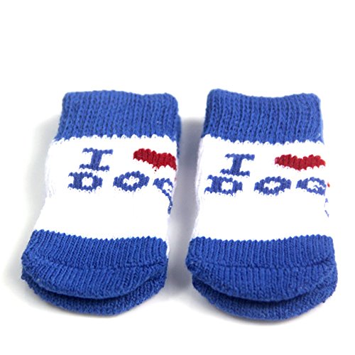 Hund Socke, rutschfeste tragen Fuß blau Haustier Hund Baumwolle Schuhe Anti-Dirty Sock Herbst Winter warme Socken 8 Stück Fuß Socken Set 4 Größe ( Color : Blue , Size : S )