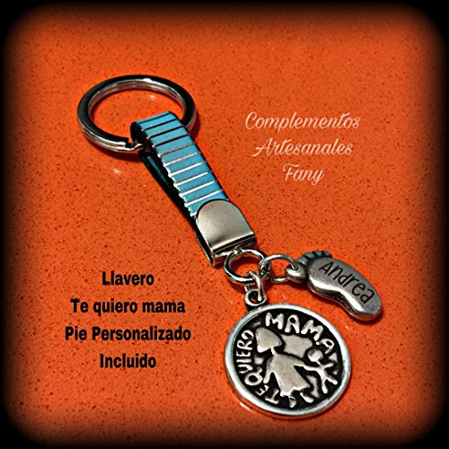 Llavero te quiero mama con pie/s personalizado/s. Regalo Reyes - Papa Noel