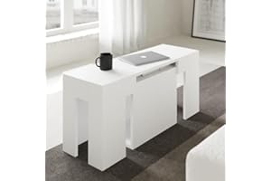 VE.CA.s.r.l. - Panca Allungabile Candy - In Legno Nobilitato - Con Porta Prolunghe - Allungabile Fino a 3 Metri - Arredo Casa, Cucina - Colore: Bianco Frassinato - Made in Italy