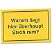 Produktbild Warum liegt hier Stroh rum - Kunststoff Schild mit Spruch - lustiger Porno Dialog, Geschenkidee Geburtstagsgeschenk bester Freund / Kumpel, Kleines Geschenk Männer - Deko, Wanddeko Party / Festival