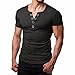 Price comparison product image Mens T-Shirts Fashion Plain Button Blouse Slim Fit Short Sleeve Pollover Sport Tops (XL, Dark Gray)