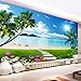 Produktbild 3D Stereo Wandbild Wallpaper Schöne Küstenlandschaft Strand Sonnenschein Tapete Wohnzimmer Sofa Hintergrund Wandbild, Größe: Ca. 400X280 Cm