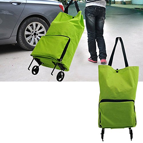 Gosear Große Kapazität Portable Zusammenklappbar Faltbare Falten Auf Rädern Einkaufen Cartbag Ins Rollen Reisetasche - 6