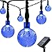 Produktbild 19 ft 30 LEDs Bunte Fee Outdoor Solar Twinkling Wasserdichte Kristall Ball String Lights Garten Fenster Veranda Rasen Lampe für Weihnachten Urlaub Party Dekoration 4 Farben (blue)