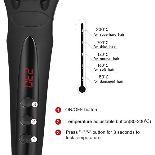 Ionen Glätteisen Haarglätter Bürste,Dare Color LCD Styling Glättungbürste Mit Schnellaufheizungsfunktion Und Perfekt Hitzeschutz Absolut-Anti-Verbrühung Anion Hair Straightener Für Lange und kurz Haare Haarpflege - 5