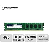 Timetec Hynix IC 4GB DDR3 1333MHz PC3-10600 Unbuffered Non-ECC 1.5V CL9 2Rx8 Dual Rank 240 Pin UDIMM Desktop Arbeitsspeicher Module Upgrade (4GB)