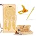 Produktbild Samsung Galaxy S7 Edge Handyhülle Lanyard PU Etui Schale Ledertasche Case, Herzzer Guter Schutz Hoch Hochwertig Tasche Schutzhülle Zum Aufklappen und Brieftasche Hülle Leder Flip Case, Elegant Schutztasche Lederhülle mit Magnet Kartenfach Muster [Gelb Traumfänger] Modisch Ultra Dünn Slim Standfunktion Bookstyle Geldbörse Handytasche Hülle Wallet Hardcase Cover für Samsung Galaxy S7 Edge + 1 x Frei Gelb Handy Ständer + 1 x Frei Gelb Stift Stylus