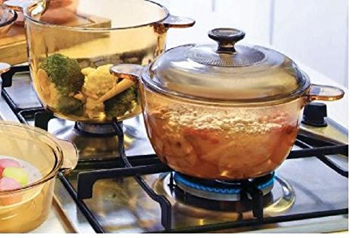 Visions - Olla de vidrio Pyroceram, con tapa de vidrio, de 3,5 litros, color marrón