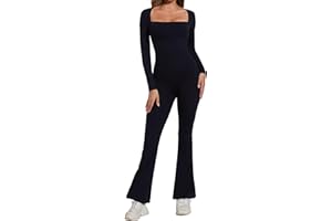 SHAPERIN Donna Tutina Intera Senza Maniche/Manica Lunga Tuta Canotta Modellante con Scollo Quadrato Shapewear Jumpsuit Tutina Sportivo Rompers Un Pezzo Tutina Aderente