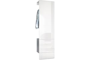 ‎VLADON Vladon Garderobe Carlton Set 5, Made in Germany, Wandgarderobe aus Flur-Paneel mit Kleiderstange & Wandschrank, Anthrazit matt/Weiß Hochglanz (52 x 193 x 35 cm)
