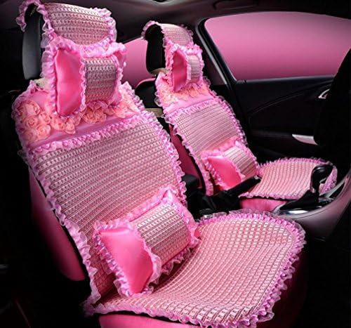 DD Car Cushion Summer Ice Silk Cartoon Cute Cushion Cover Ladies Lace All Surrounded By Four Seasons General Car Mats Mat , Pink,pink