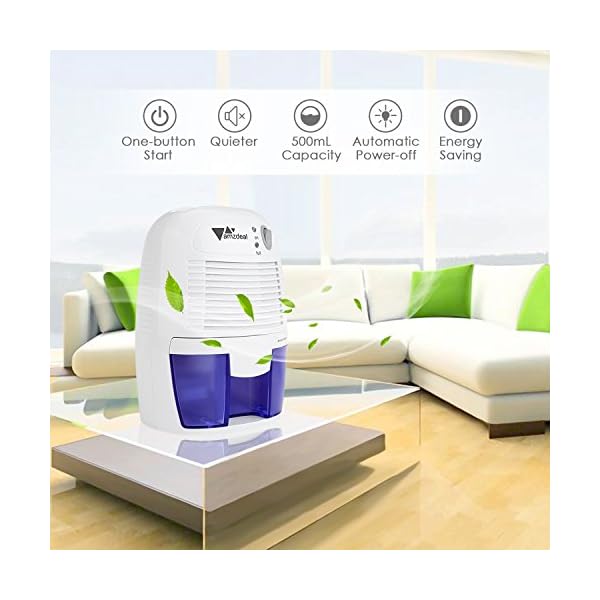 Amzdeal Dehumidifier 500ml Mini Portable Moisture Absorber Compact Air Dehumidifier for Home Bedroom Kitchen Caravan Office Garage( 250ml/24h ) - Image 6