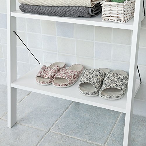 SoBuy® Badregal, Leiterregal, Standregal, Handtuchleiter, Bücherregal, mit vier Böden, FRG100-W - 4