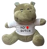 Hipopótamo de juguete de peluche con camiseta con estampado de \"Te quiereo\" Butch (nombre de pila/apellido/apodo)