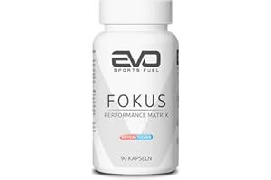 ‎EVO SPORTS FUEL EVO SPORTS FUEL Fokus Koffein + L-Theanin | 90 hochdosierte Kapseln | 100 mg Koffein & 100 mg L-Theanin pro Kapseln | 100% vegan | geprüfte Qualität | Made in Germany
