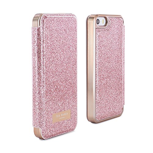 Official Ted Baker Folio Style Case for Apple iPhone SE in Rose Gold with Built in Mirror for Women / Girls - iPhone SE Case PRITSIE - Rose Gold