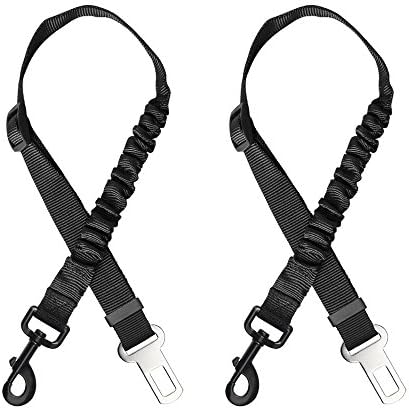 Siivton Dog Seat Belt with Elastic Nylon Bungee Buffer, Adjustable Car Seat Belt for Dogs Pets Dog Seatbelt Strap Harness Fits Any Cars&amp;Vehicle (2 Pcs)
