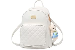 zhongningyifeng Backpack Purse for Women Small Girl Mini Daypack PU Leather Improved Cute Waterproof with Bear Doll