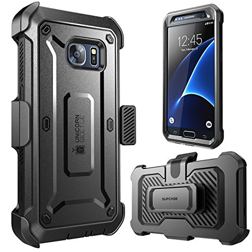 SUPCASE Galaxy S7 Case, Full-body Rugged Holster Case with Built-in Screen Protector for Samsung Galaxy S7 (2016 Release), Unicorn Beetle PRO Series - Retail Package (Black/Black)