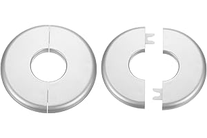 sourcing map 2pcs Wall Split Flange 33.5mm/1.3" Self-Adhesive Plumbing Cover Plates ABS Plastic Round Escutcheon Plate Buckle Design for Water Pipe Bathroom Kitchen Decoration, Silver Tone