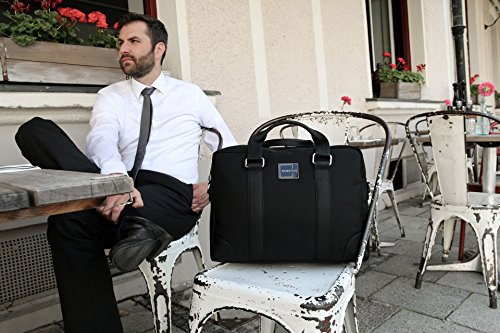 SANCTIVE Businesstasche Herrentasche Arbeitstasche inkl Laptop Fach 15 6 Zoll Umh ngetasche Herren M nner Tasche mit Leder Stripes schwarz SANCTIVE Businesstasche Herrentasche Arbeitstasche inkl Laptop Fach 15 6 Zoll Umh ngetasche Herren M nner Tasche mit Leder Stripes schwarz
